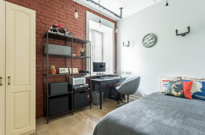 quarto de adolescente em estilo industrial