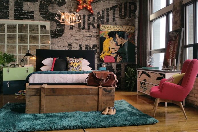 quarto de adolescente em estilo industrial