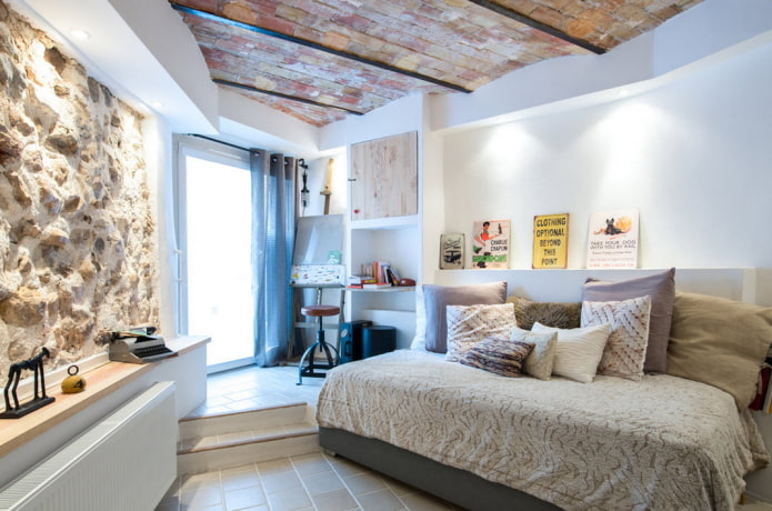 design de quarto pequeno em estilo industrial