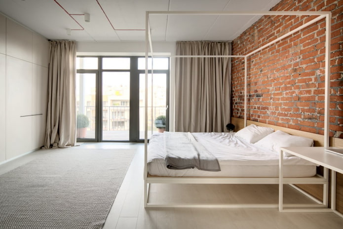 quarto em estilo industrial com elementos minimalistas