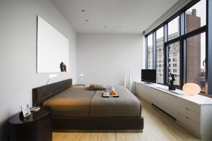 móveis no interior do quarto em estilo minimalista
