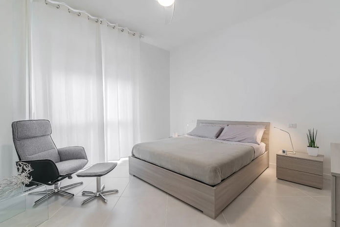 móveis no interior do quarto em estilo minimalista