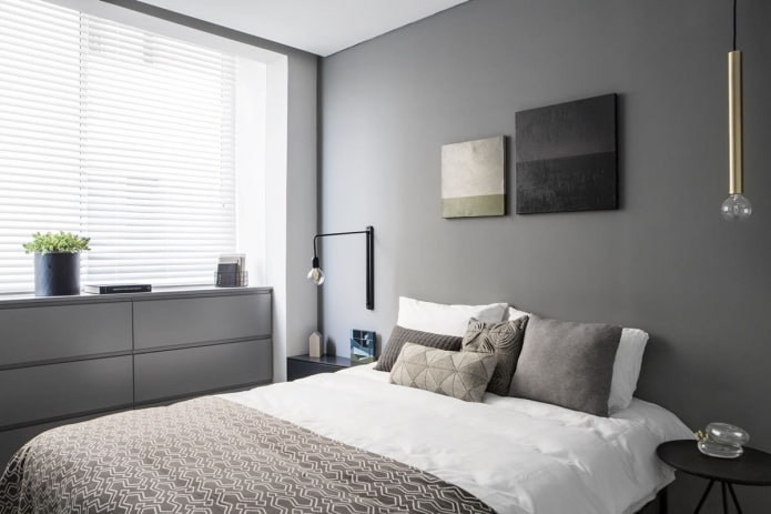 decoração no interior do quarto em estilo minimalista