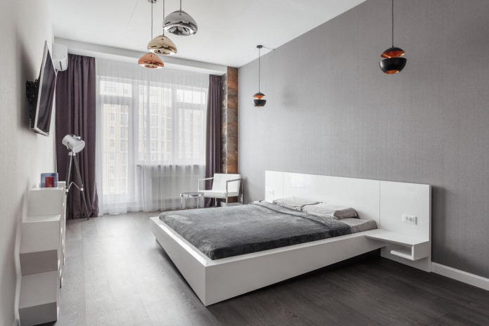 iluminação em Interior do quarto em estilo minimalista