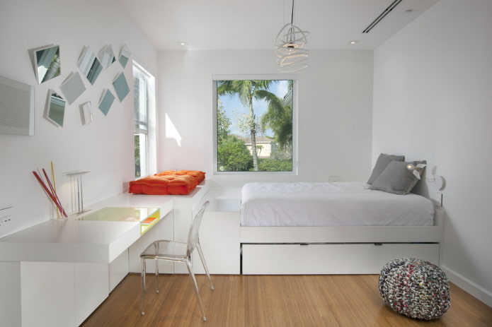 quarto adolescente em estilo minimalista