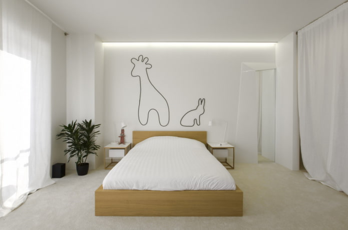 decoração no Interior do quarto em estilo minimalista