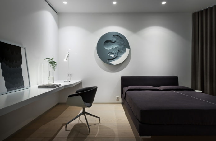 decoração no interior do quarto em estilo minimalista