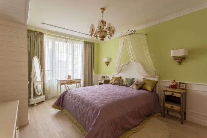 têxteis e decoração no interior do quarto no estilo provençal