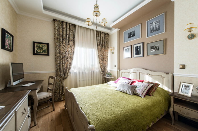 têxteis e decoração no interior de um quarto no estilo provençal