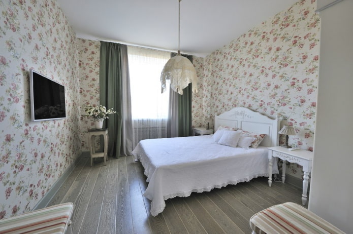 móveis no interior do quarto em estilo provençal