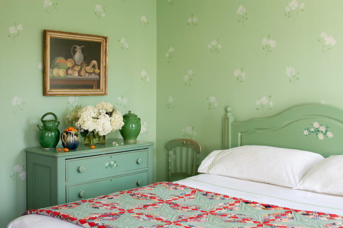 quarto em tons de verde