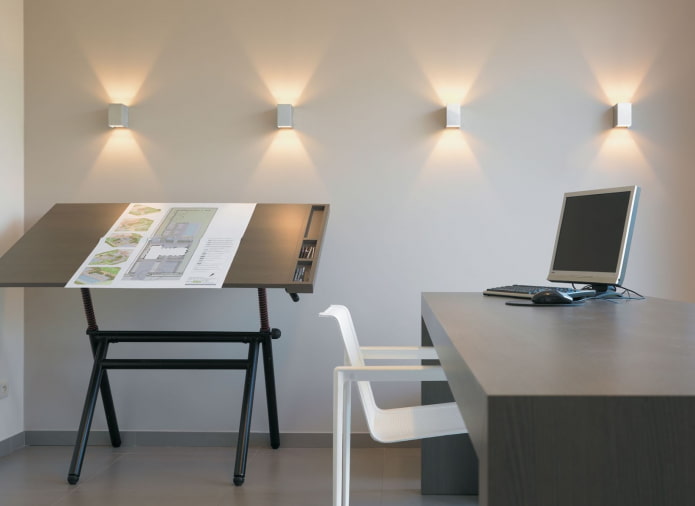 holofotes de parede em design de ambientes