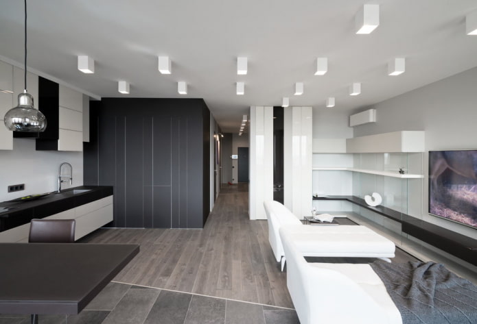 holofotes suspensos em design de interiores