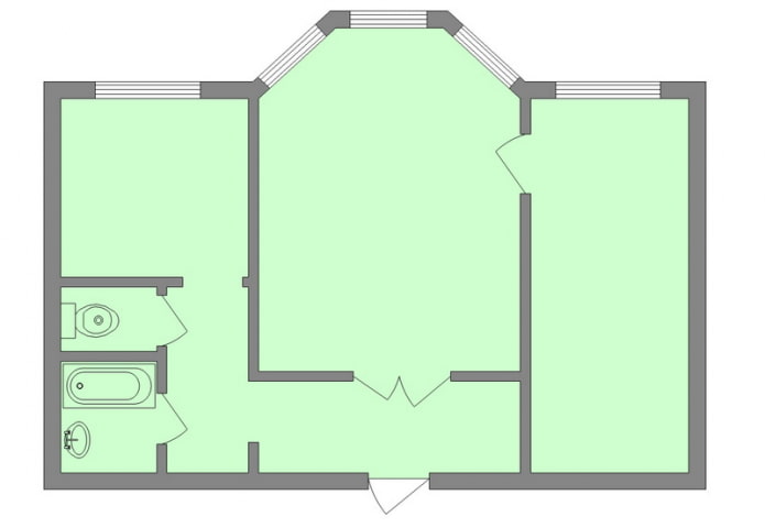 apartamento de dois cômodos em uma stalinka