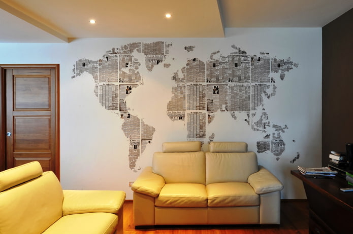 colagem de jornal mapa-múndi