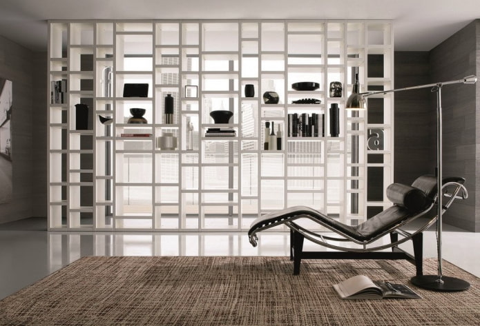 divisória em forma de rack no interior no estilo de alta tecnologia