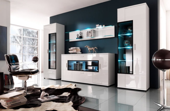 parede no interior da sala de estar em estilo high-tech