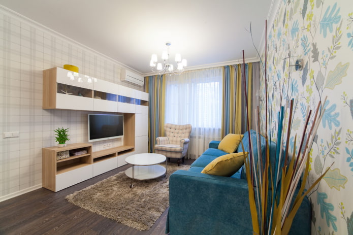 parede no interior da sala de estar em estilo moderno