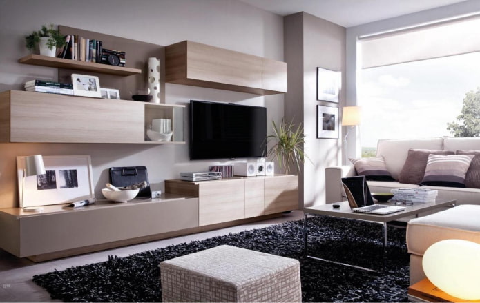 parede no interior da sala de estar em estilo moderno