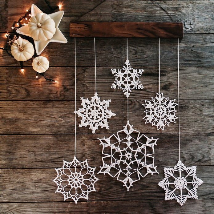 flocos de neve de crochê