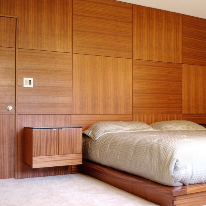 decoração do quarto com painéis quadrados de MDF