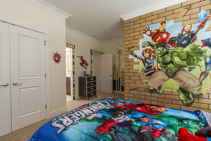 design de paredes em quarto de menino