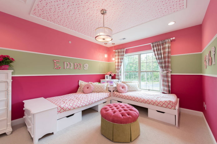 design de parede em quarto de menina