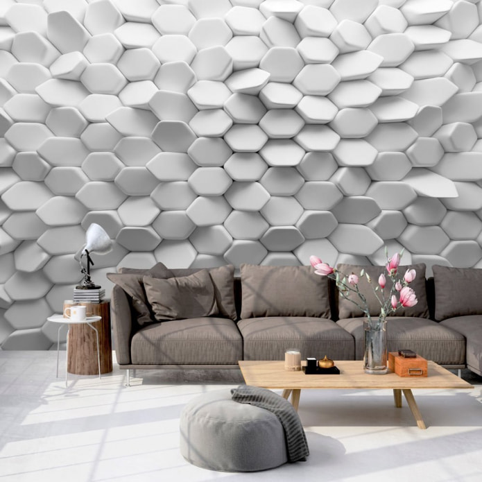 Papel de parede 3D na sala de estar