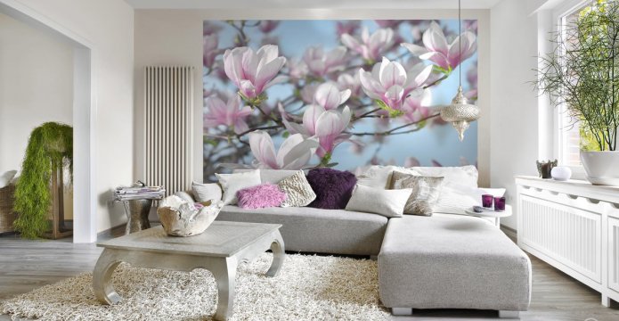 papel de parede fotográfico com flores