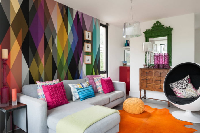 têxteis no interior em estilo eclético