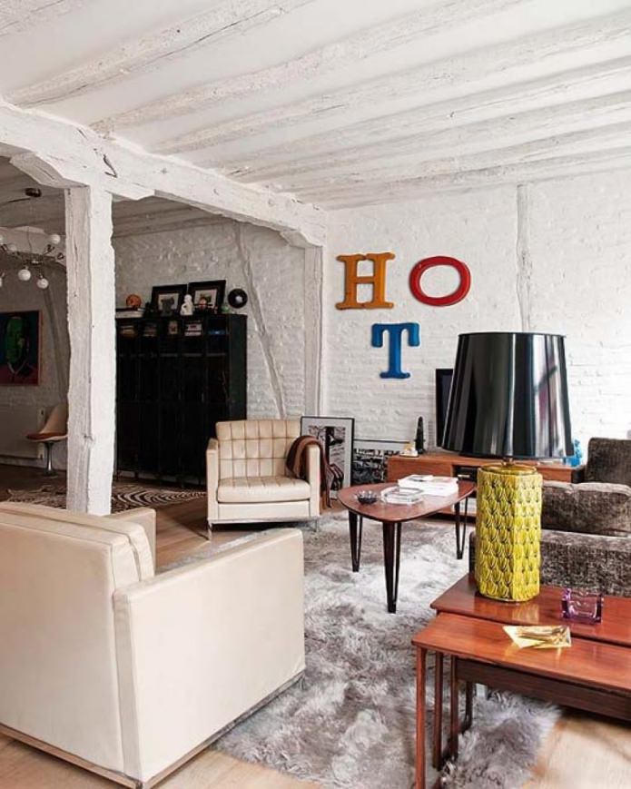 Estilo grunge na sala de estar
