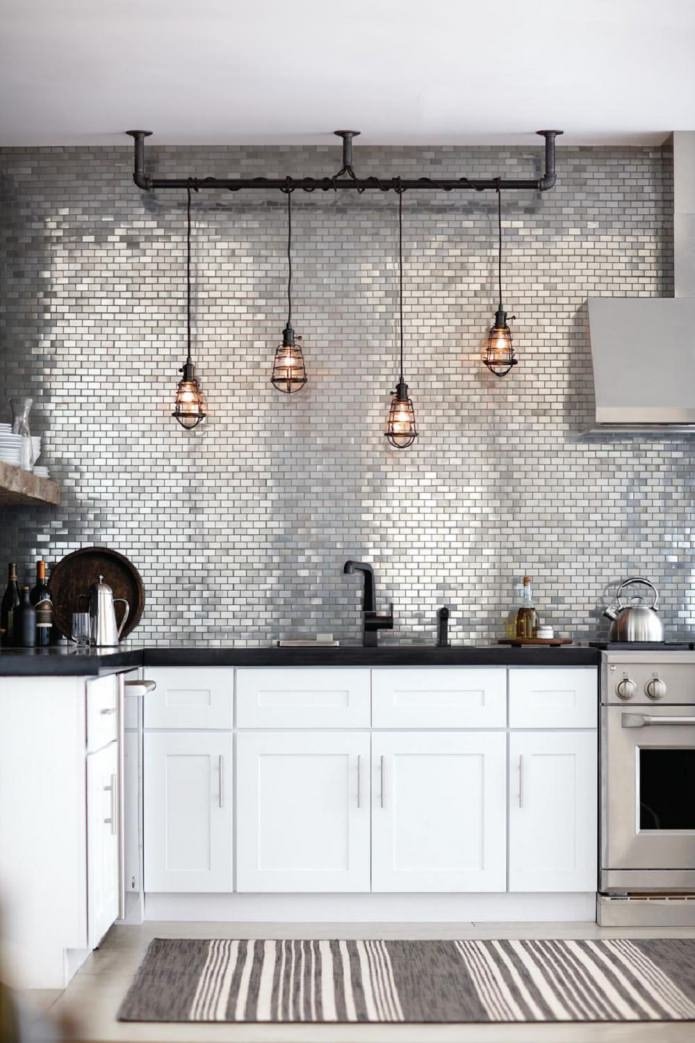 mosaico de espelho na cozinha