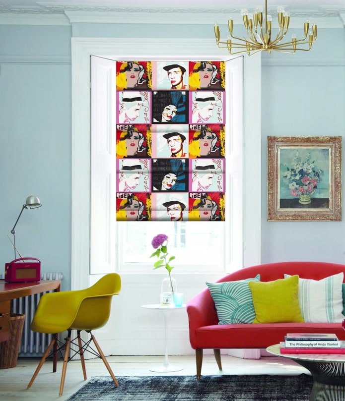 cortinas em estilo pop art
