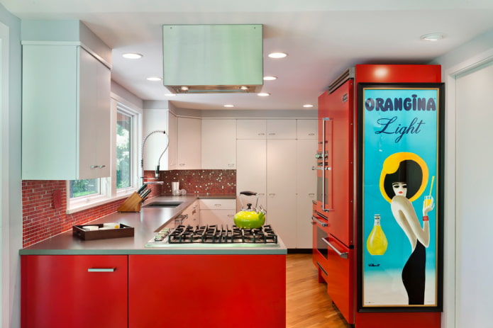 conjunto de cozinha vermelho