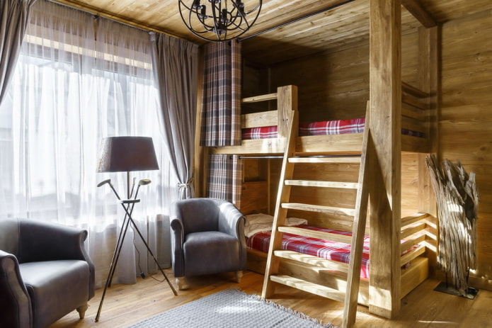 móveis no quarto em estilo rústico