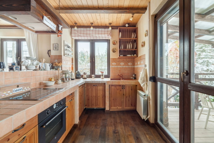 interior da cozinha em estilo rústico