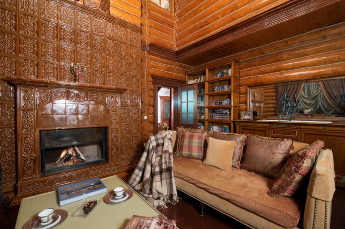 interior da sala de estar em estilo rústico