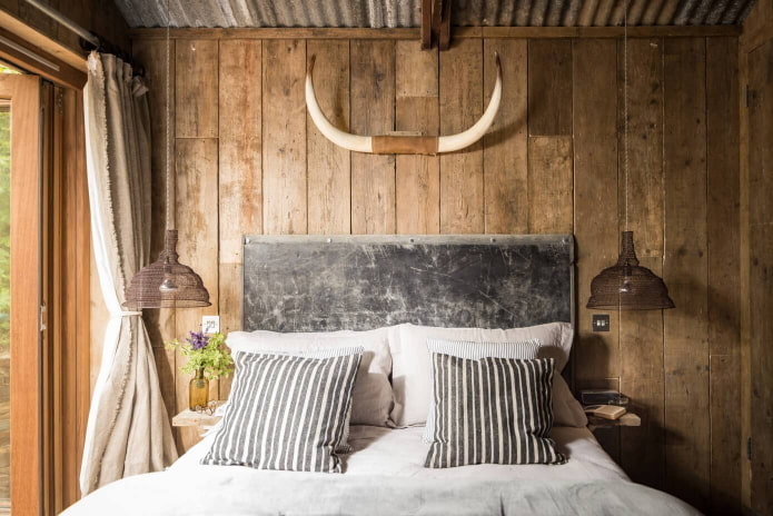 decoração de quarto em estilo rústico