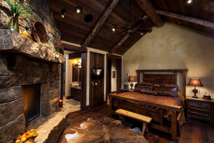 decoração de quarto em estilo rústico