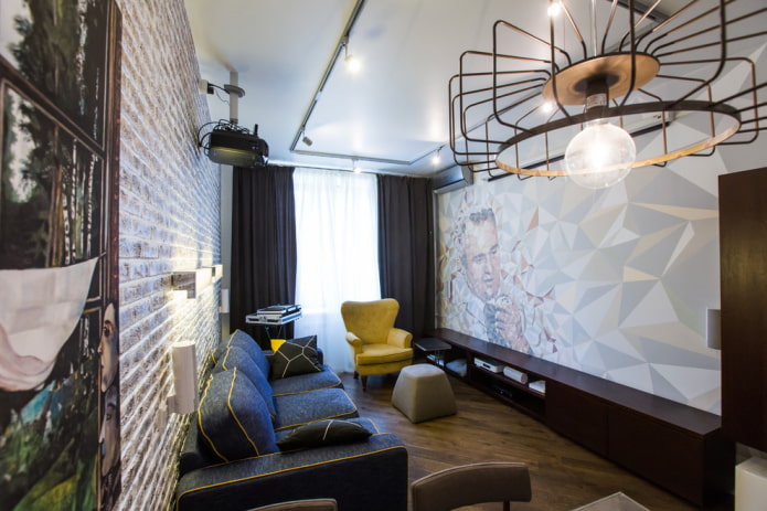 Sala de estar em estilo eclético