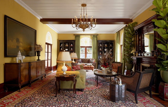 estilo colonial no design de salas de estar