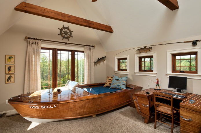 interior de um quarto de bebê para menino em estilo de pesca
