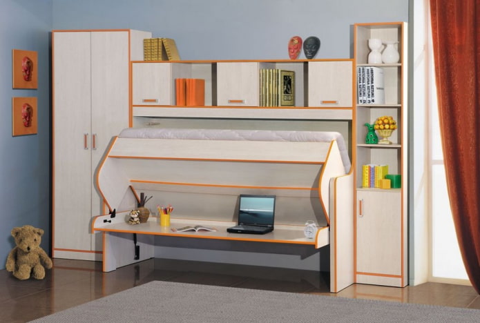 mesa infantil combinada com cama infantil