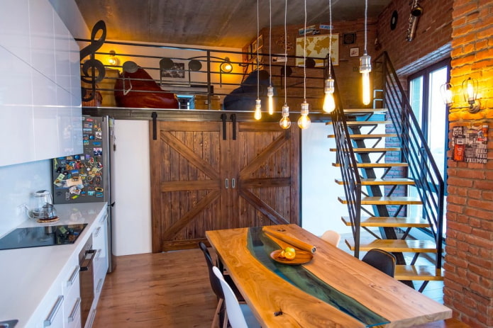 mesa rio em um interior estilo loft