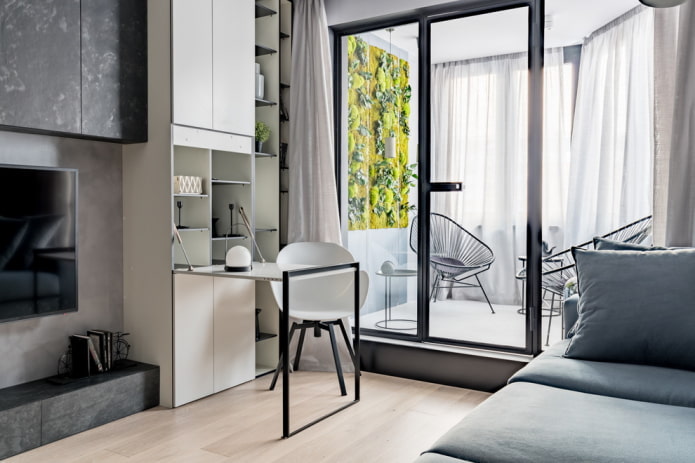 mesa dobrável no interior em estilo loft