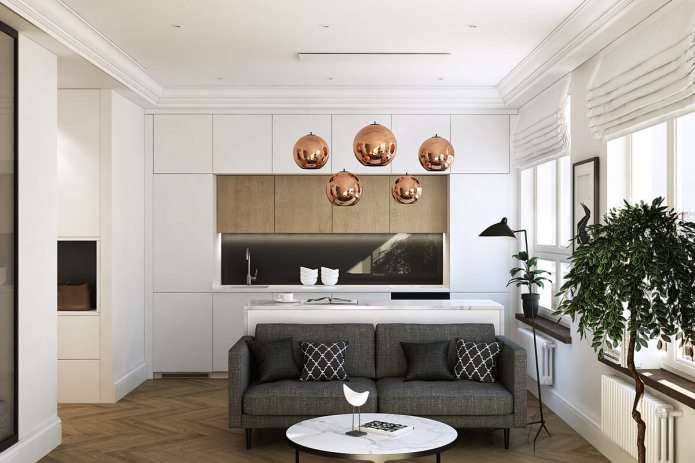 Design de um pequeno estúdio de 35 m².