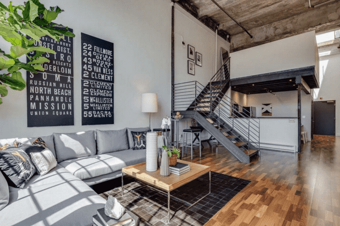 decoração de estúdio em estilo industrial