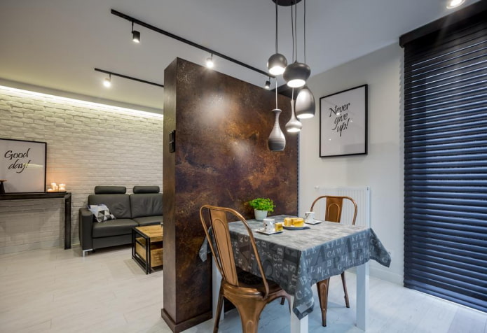 iluminação em um estúdio em estilo industrial