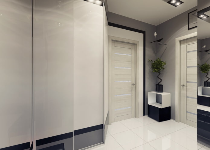 portas de cores claras em estilo high-tech