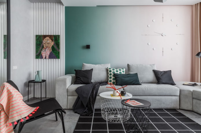 têxteis em uma sala de estar moderna
